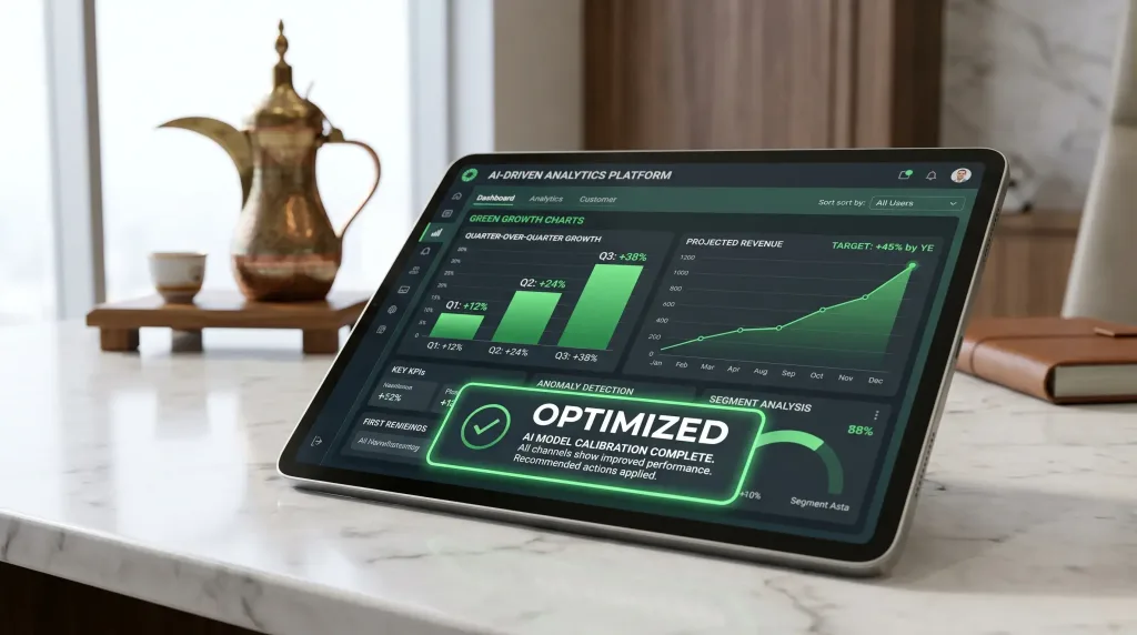 Lexika dashboard showing AI operational cost savings through efficient token management in the UAE.